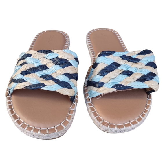 Old Navy Size 9 Blue Flat Woven Crafted Espadrille Slide Sandals - Picture 2 of 12